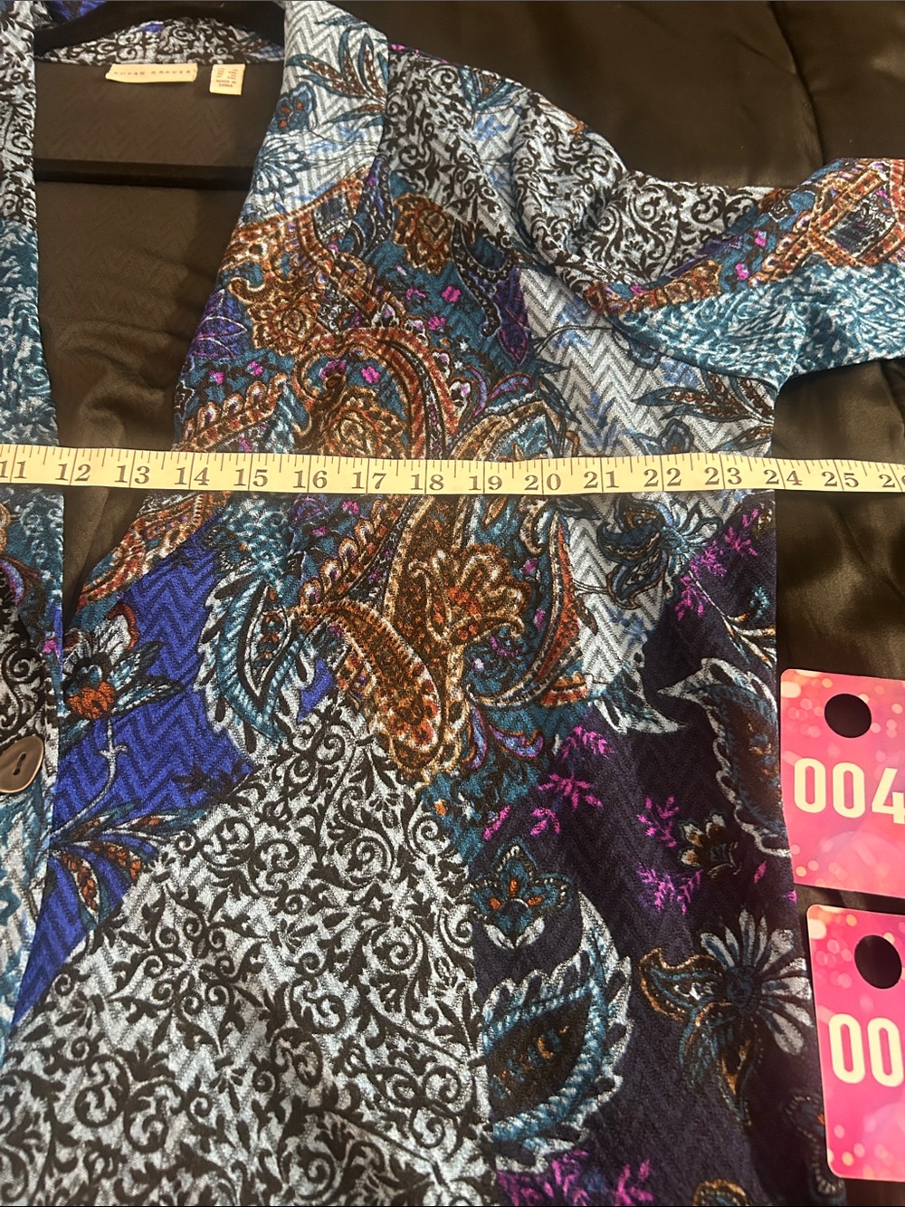 Susan Graver Blue Patchwork-Print Longline Blazer - Picture 9 of 10